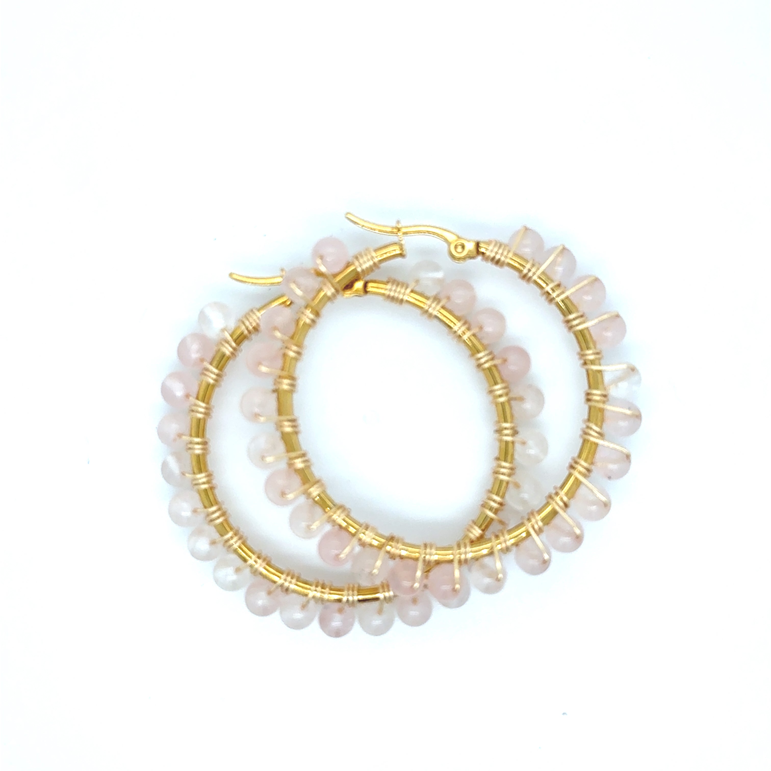 Rose Quart Large Hoops