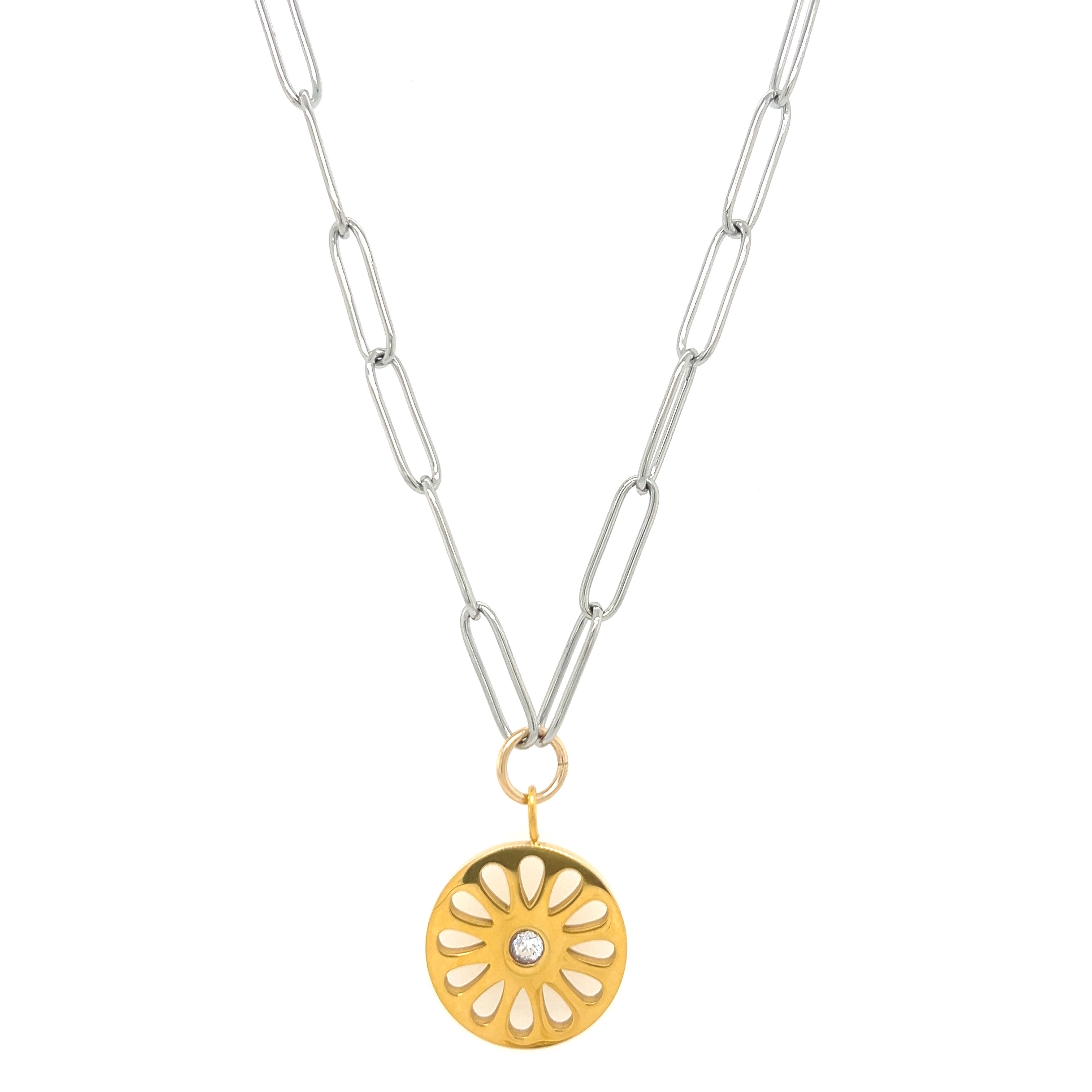 Paperclip Signature Flower Necklace