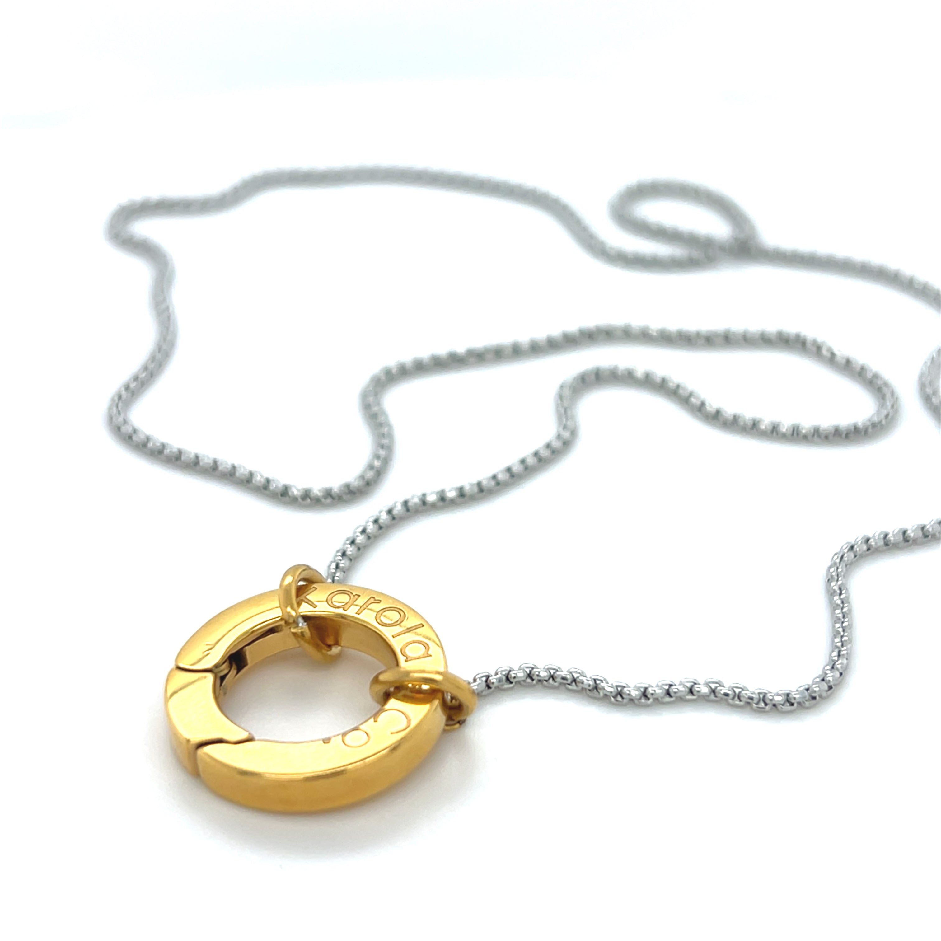 Two Tone Round Clasp Necklace