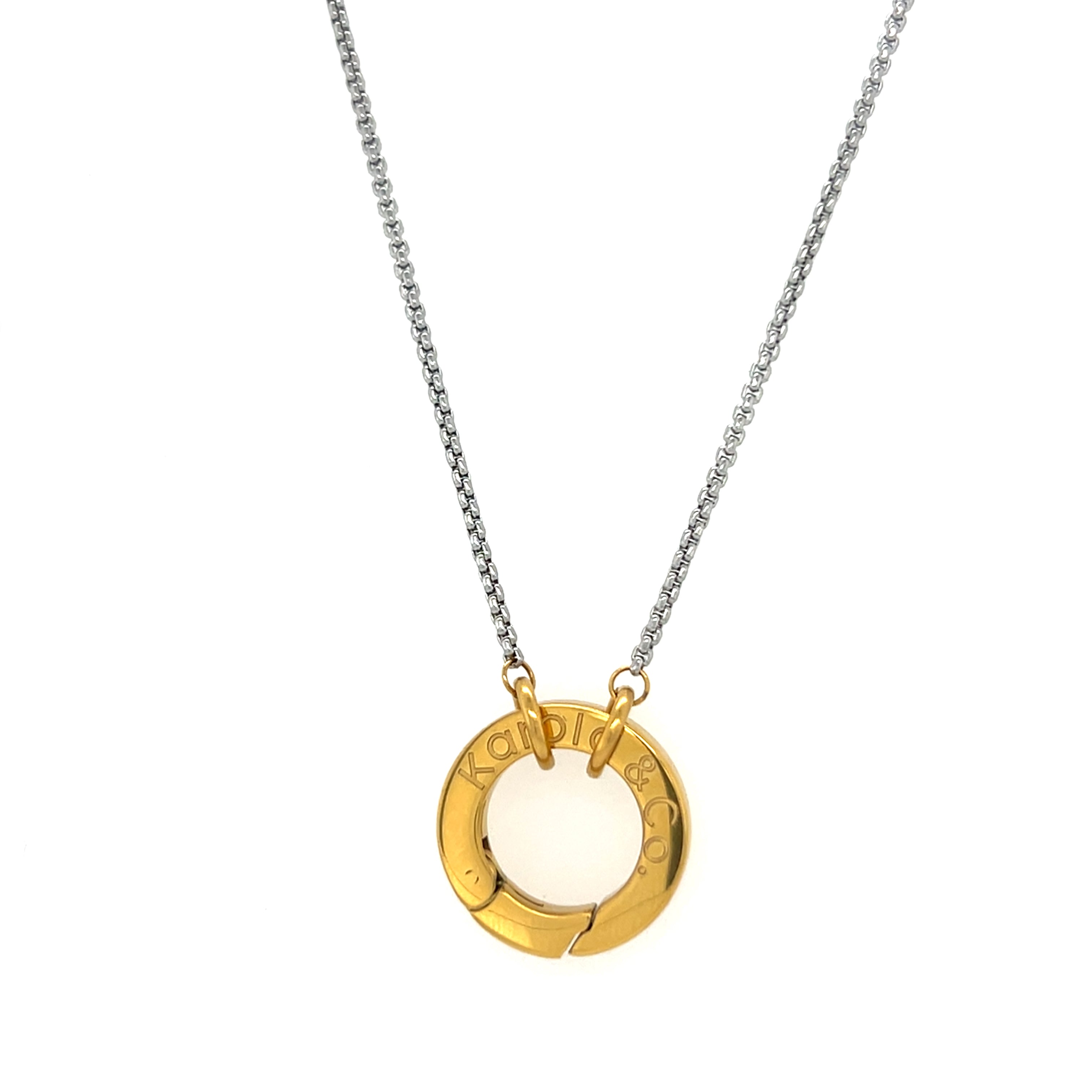 Two Tone Round Clasp Necklace