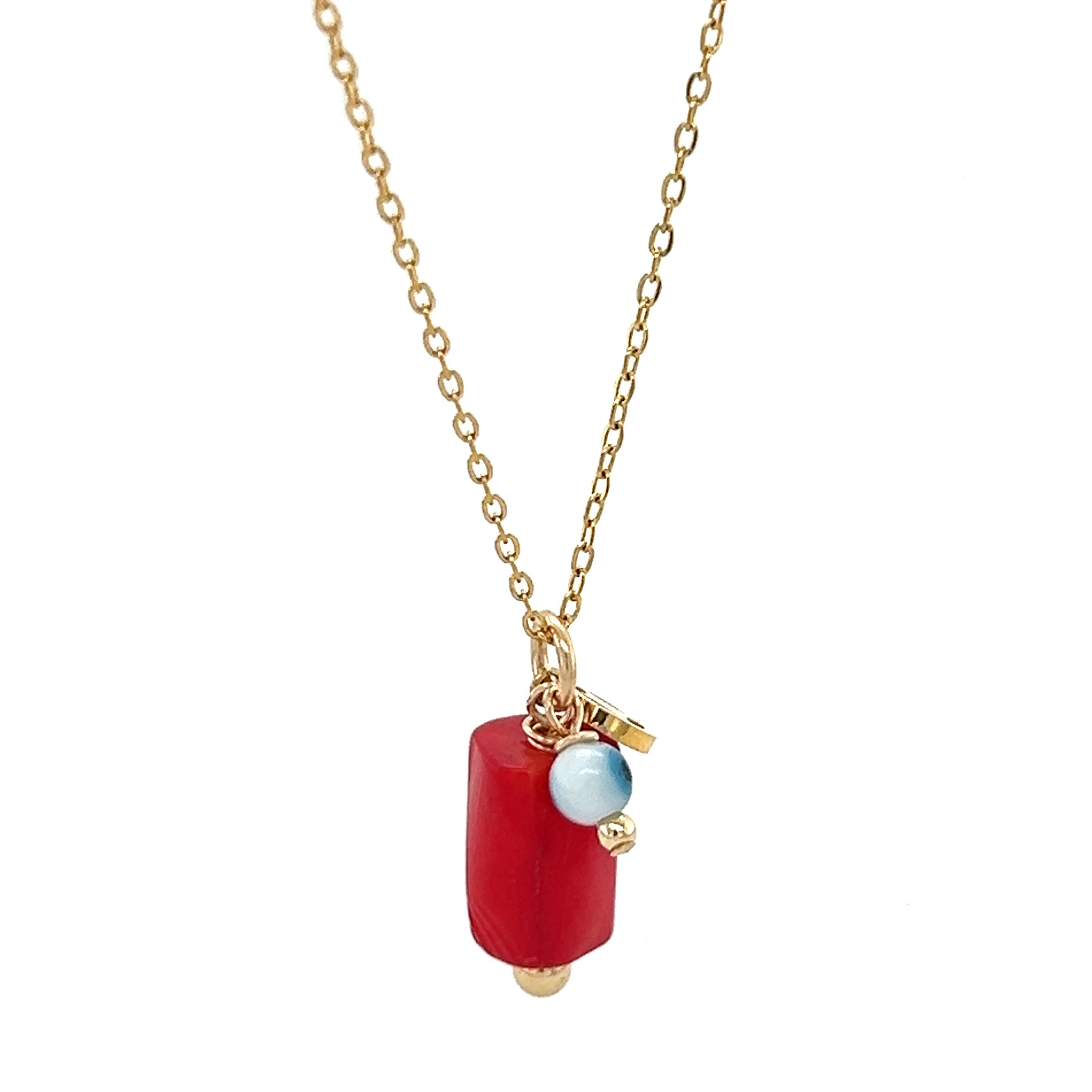 Reflect Coral and Evil Eye Necklace