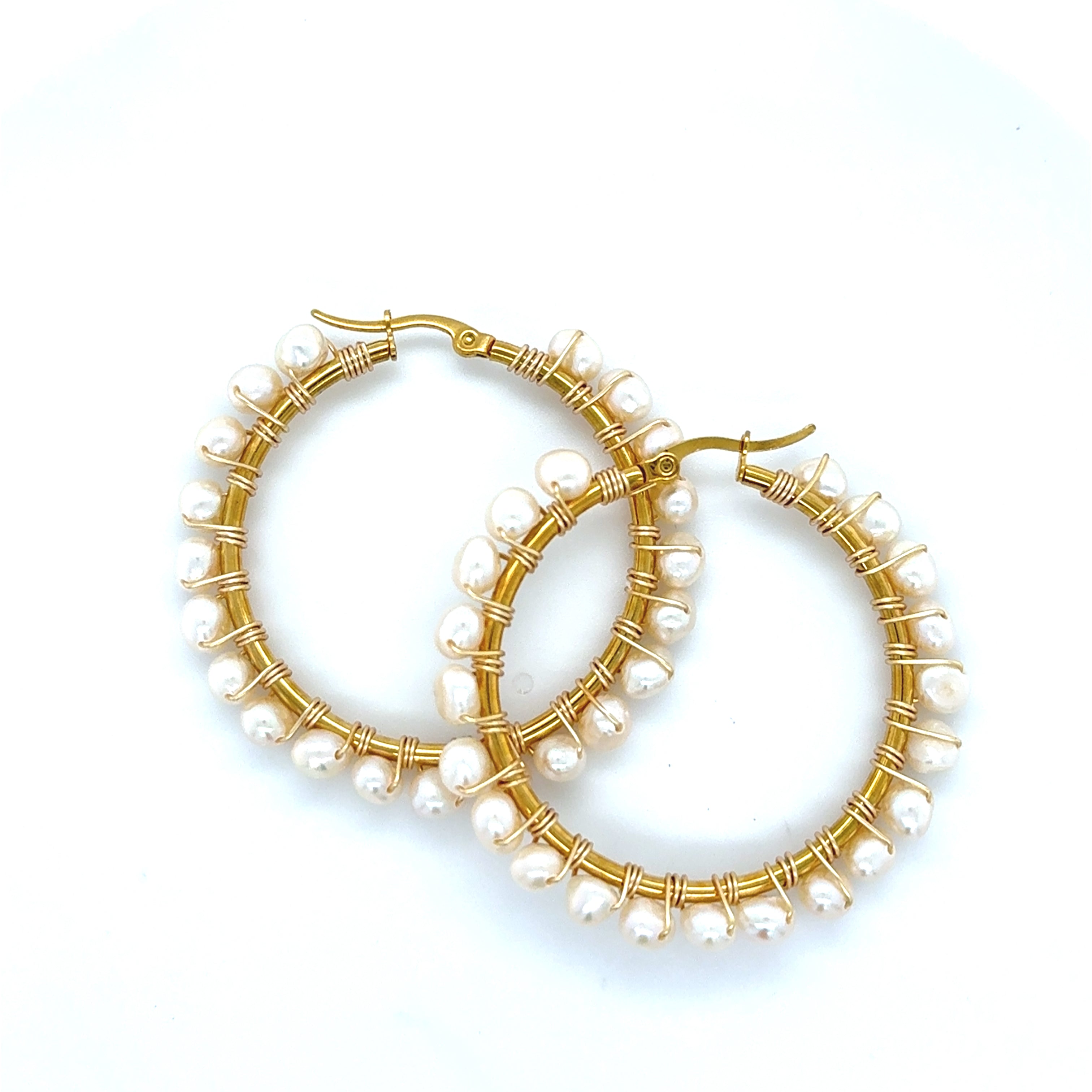 Pearl Large Hoops