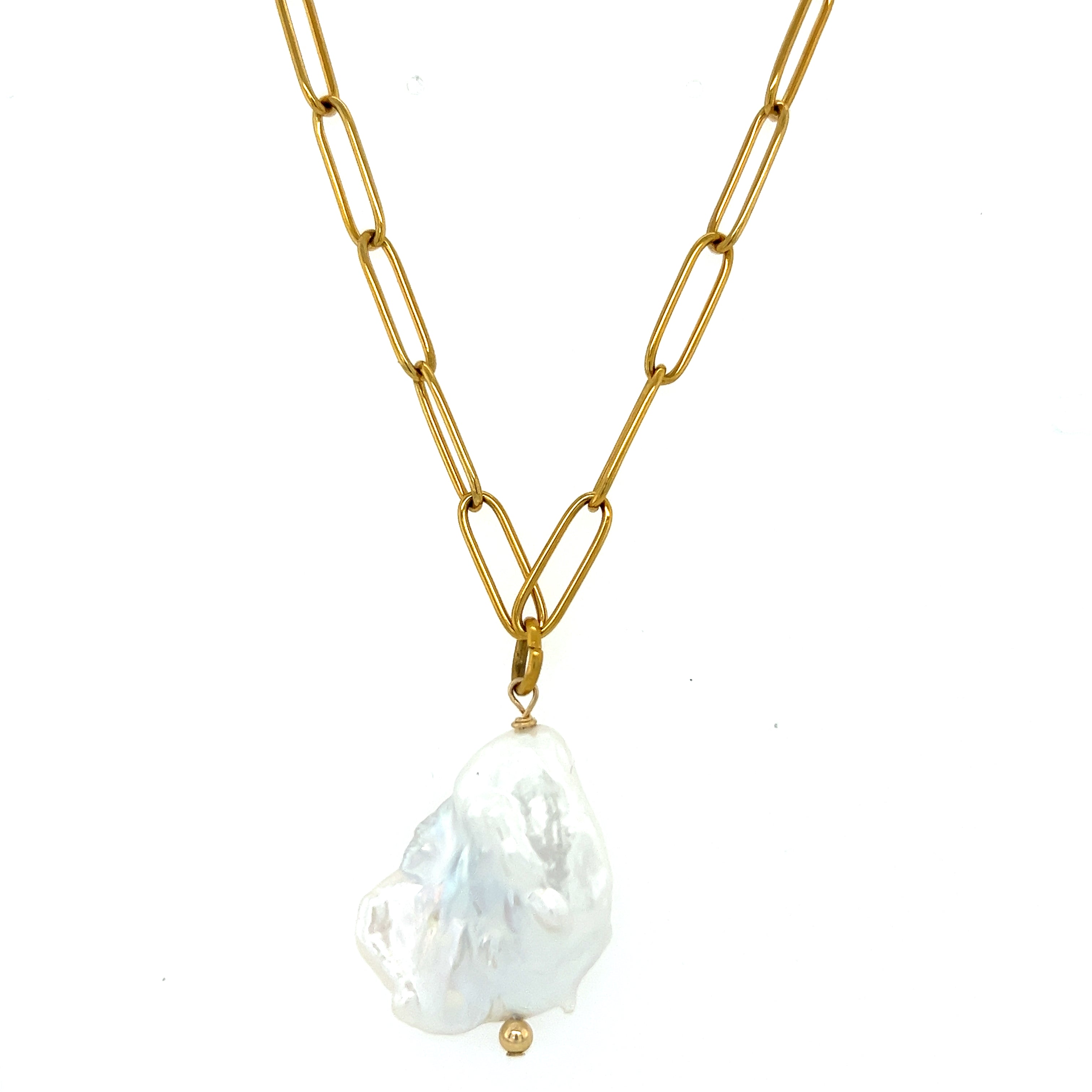Baroque Pearl Paperclip Necklace