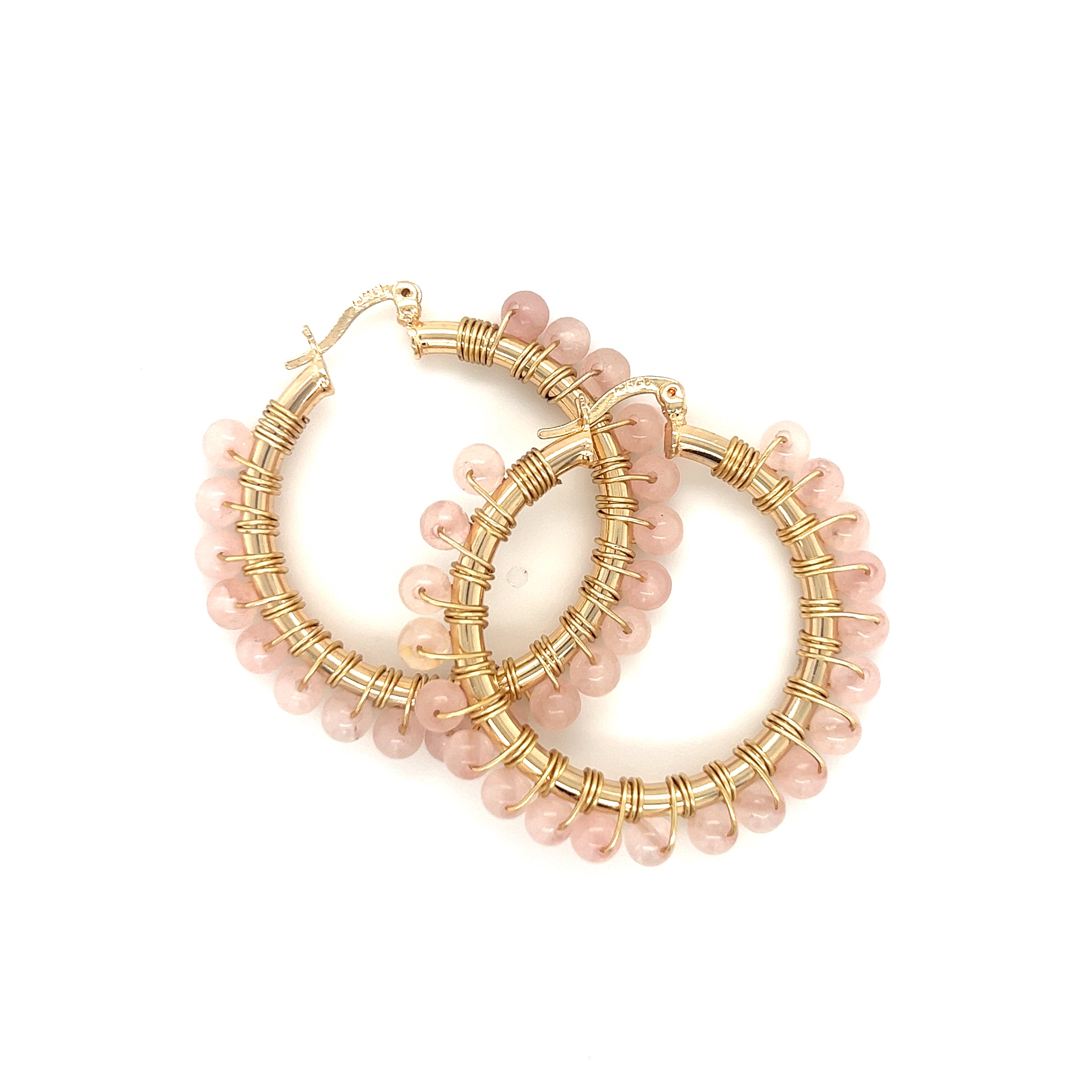 Rose Quartz Medium Hoops